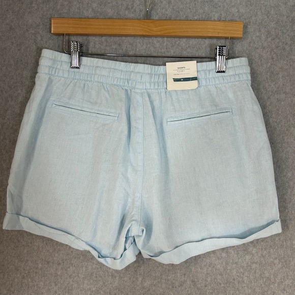 Old Navy Linen Blend Drawstring Shorts Light Blue Mid Rise Womens Sz Medium NWT - Picture 6 of 12